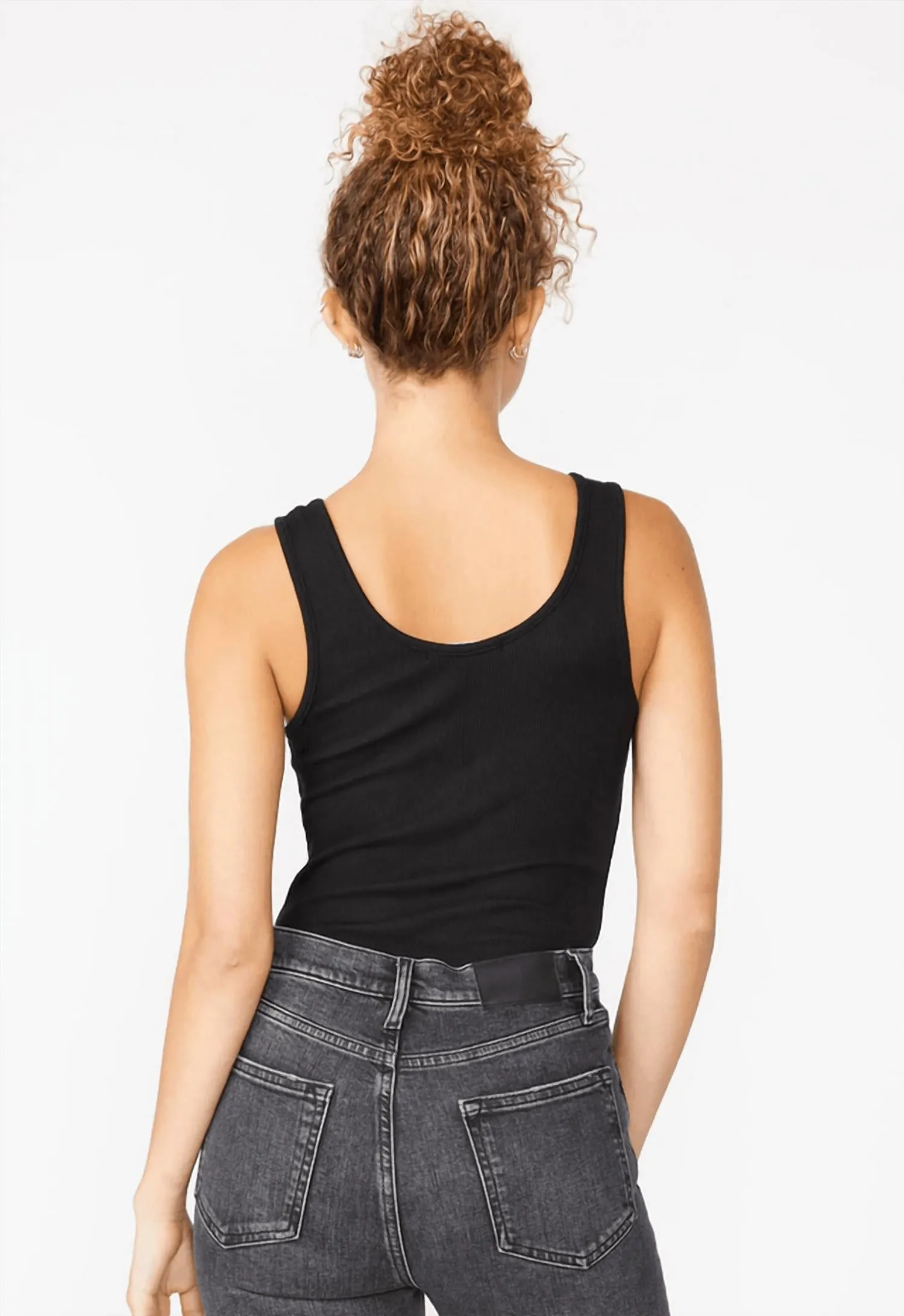 2X1 Rib Double Scoop Bodysuit In Black