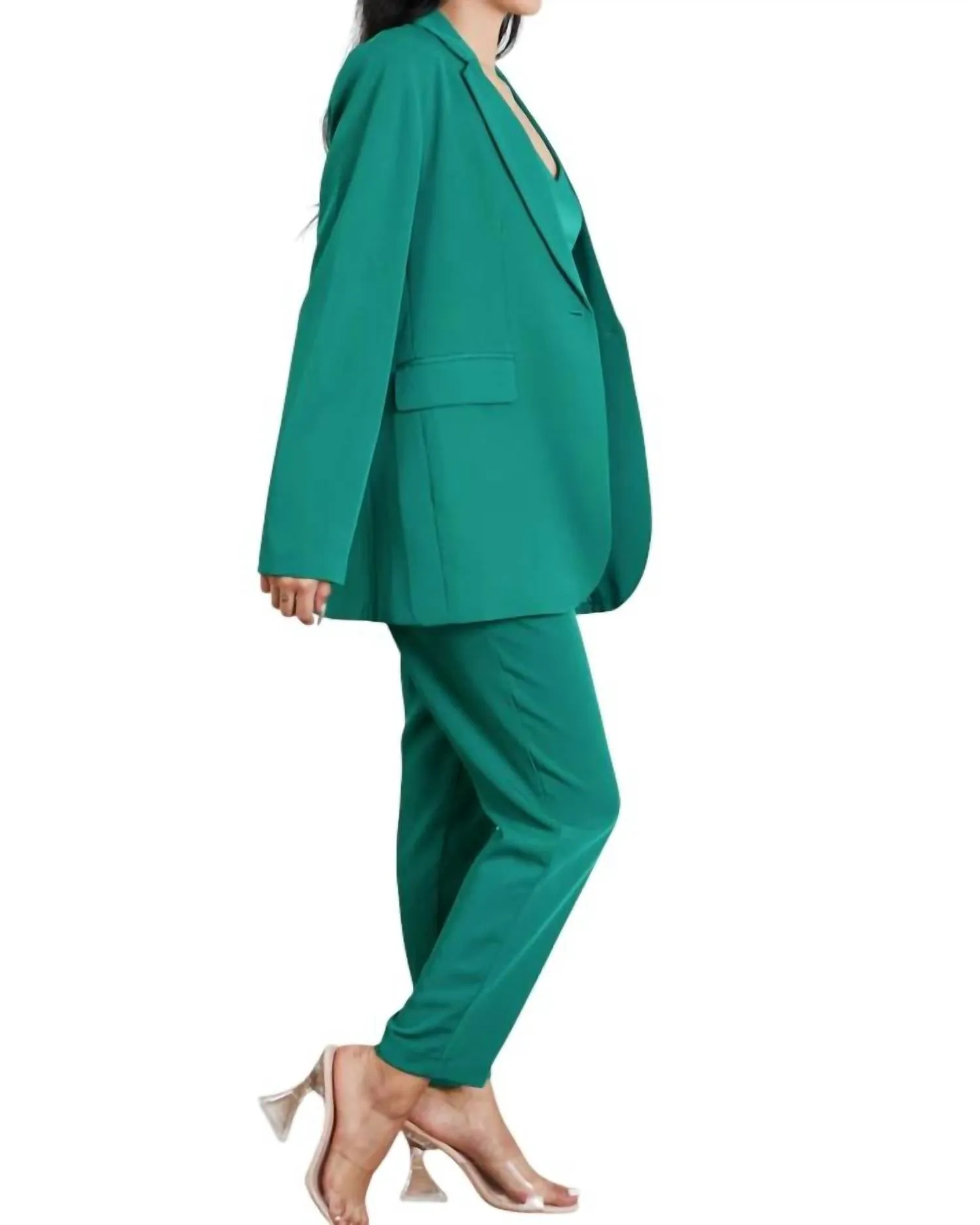 3-Piece Bra, Blazer And Pant Set In Kelly Green