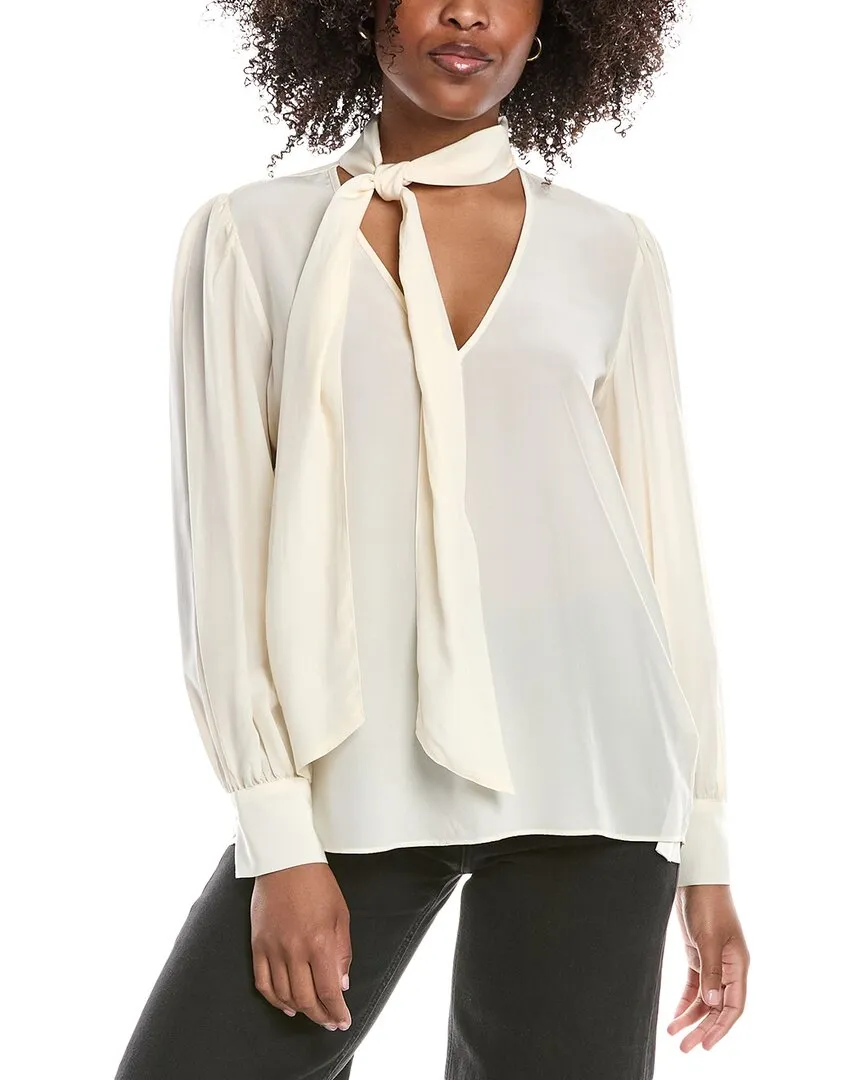 7 For All Mankind Relaxed Bow Silk Blouse
