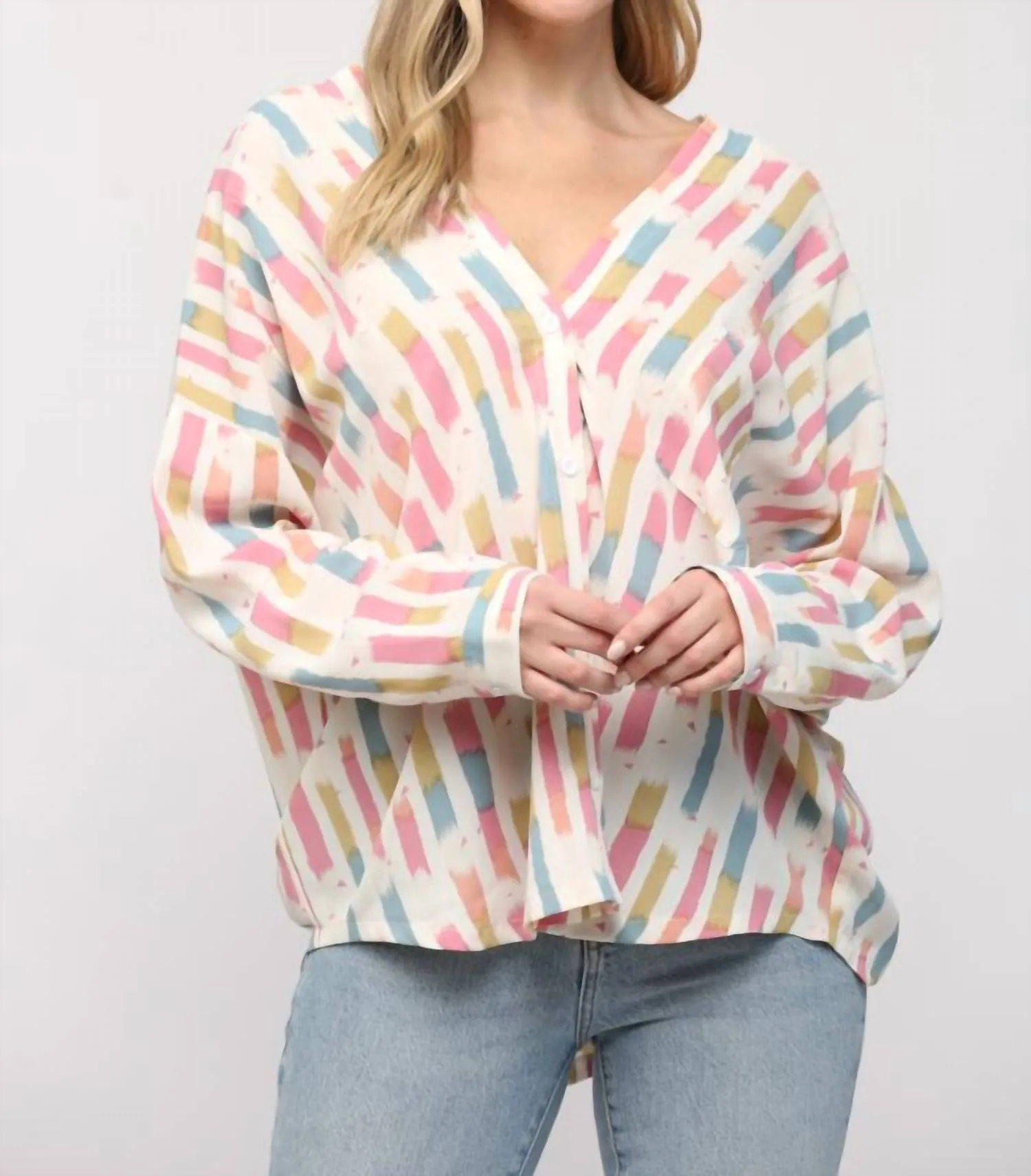 Abstract Blouse In Cream