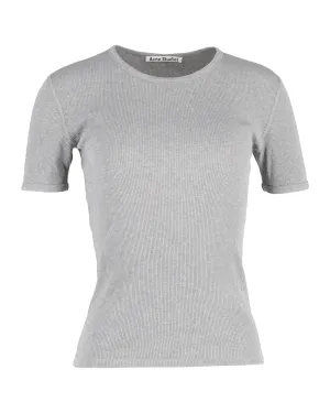 Acne Studios Fitted Ribbed Tee in Grey Cotton
