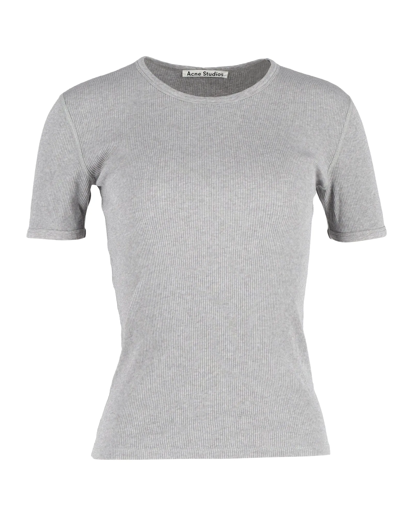 Acne Studios Fitted Ribbed Tee in Grey Cotton