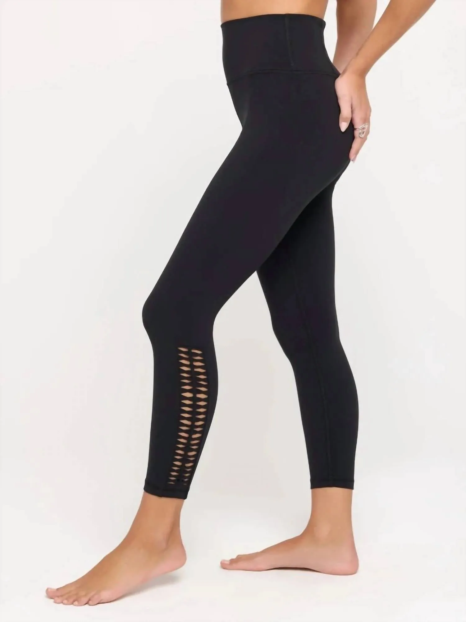 Ada Crochet High Waist Leggings In Black