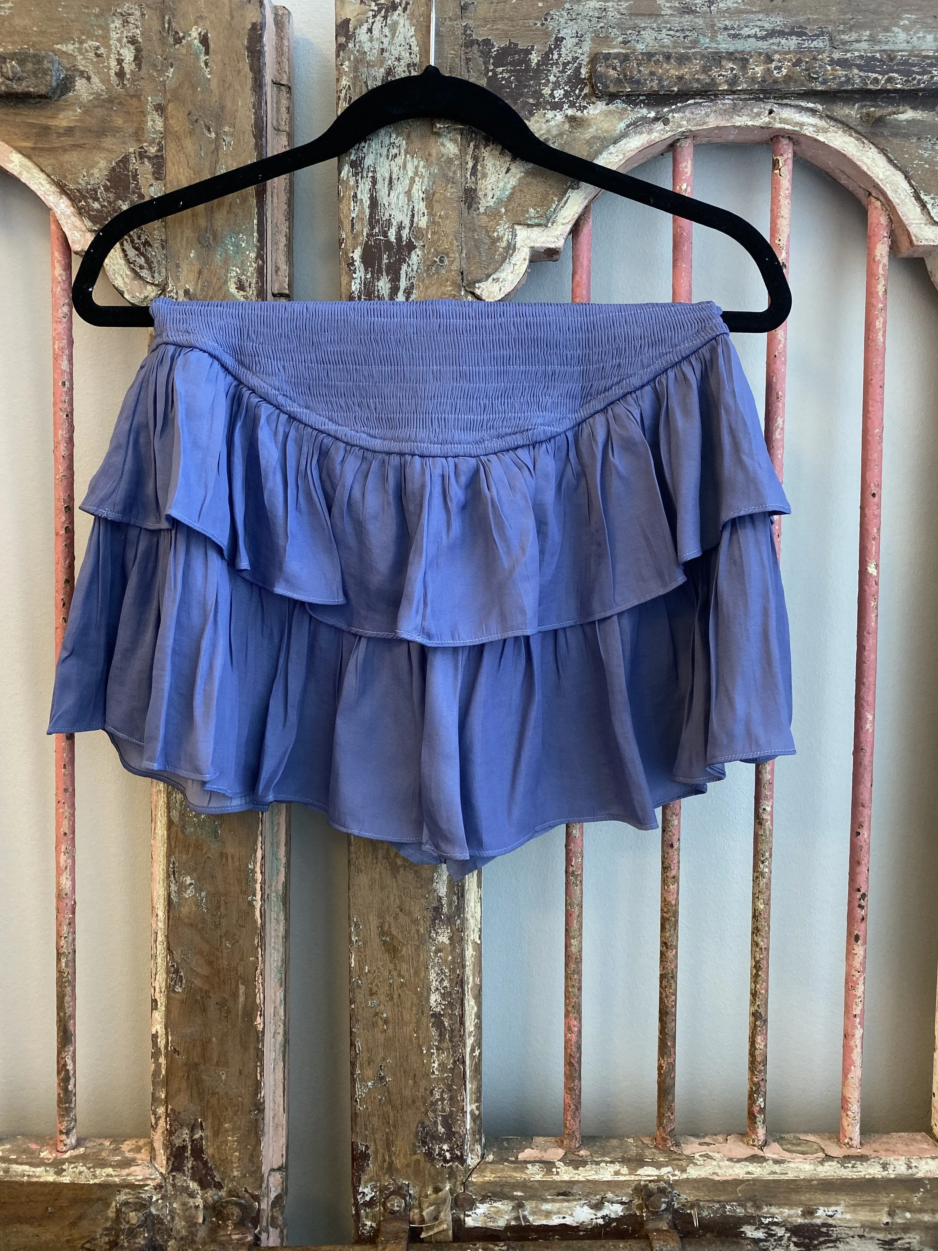 Adorable Women's Smocked Waist Ruffled Hem Mini Skort