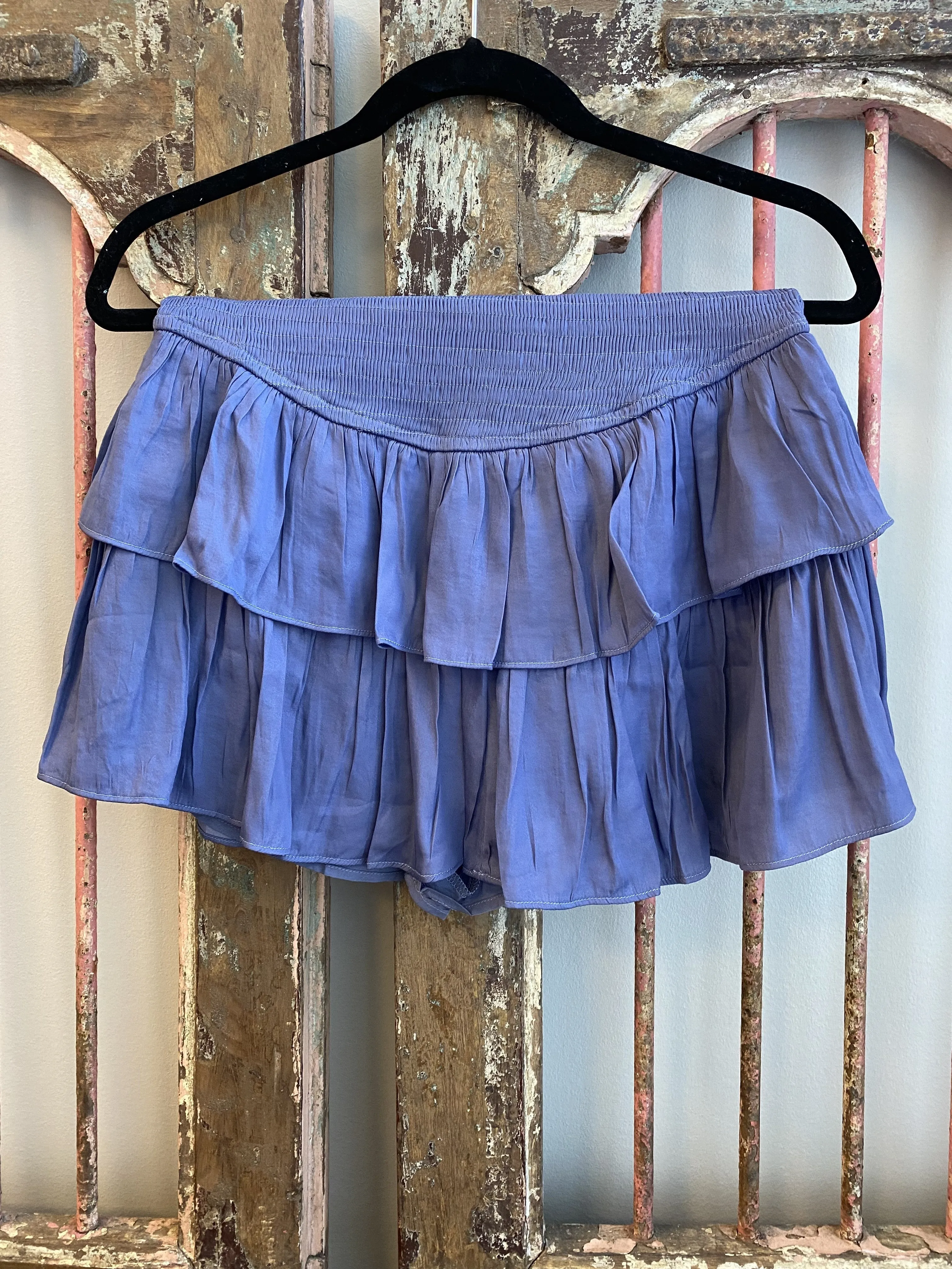 Adorable Women's Smocked Waist Ruffled Hem Mini Skort