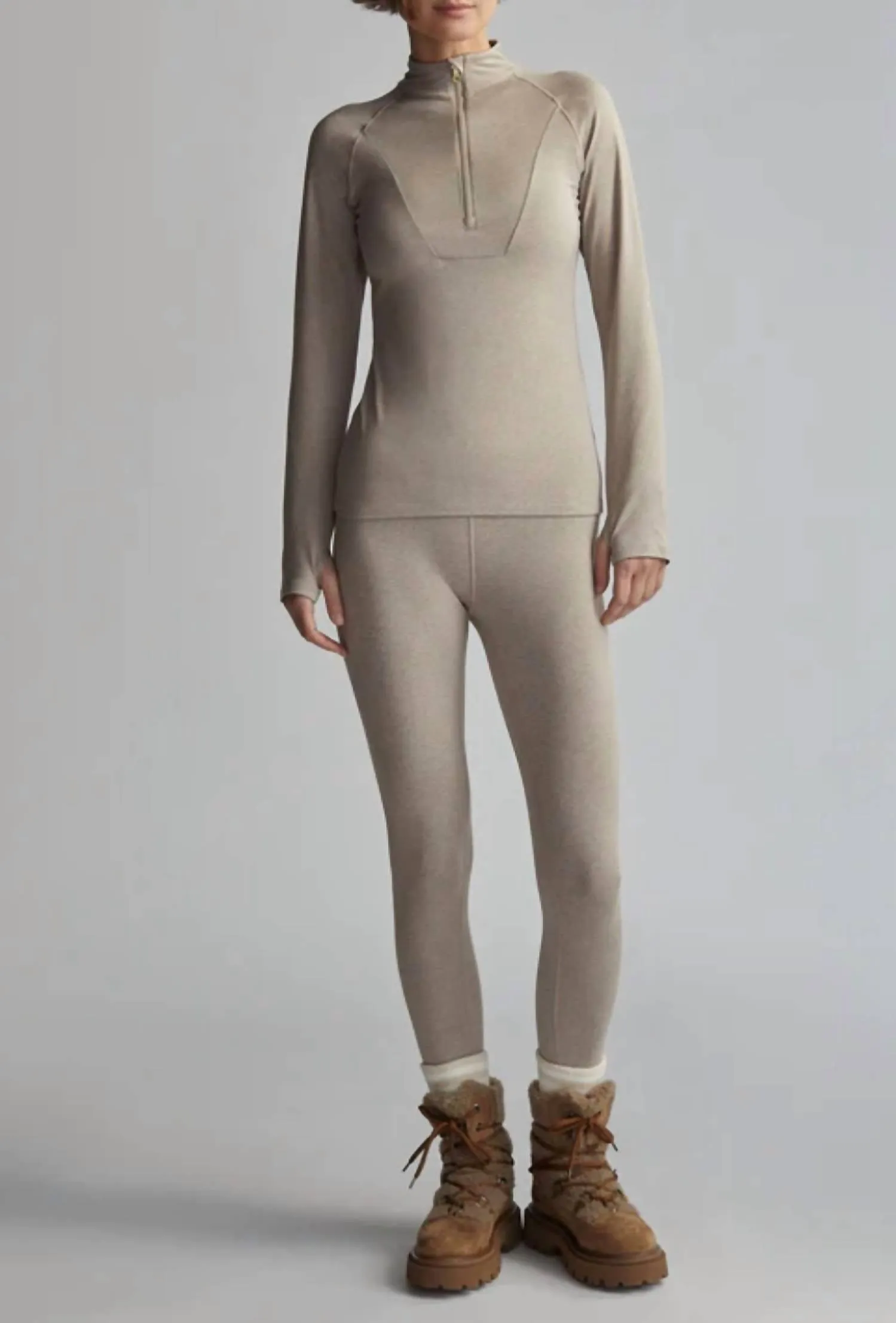 Always Warm Base Layer Half Zip In Taupe Marl