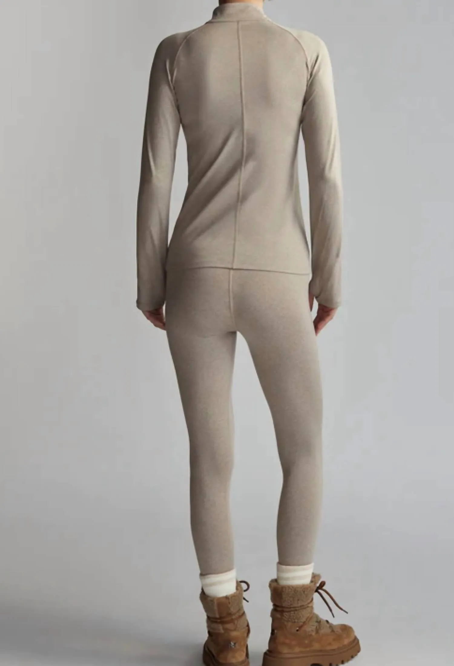 Always Warm Base Layer Half Zip In Taupe Marl