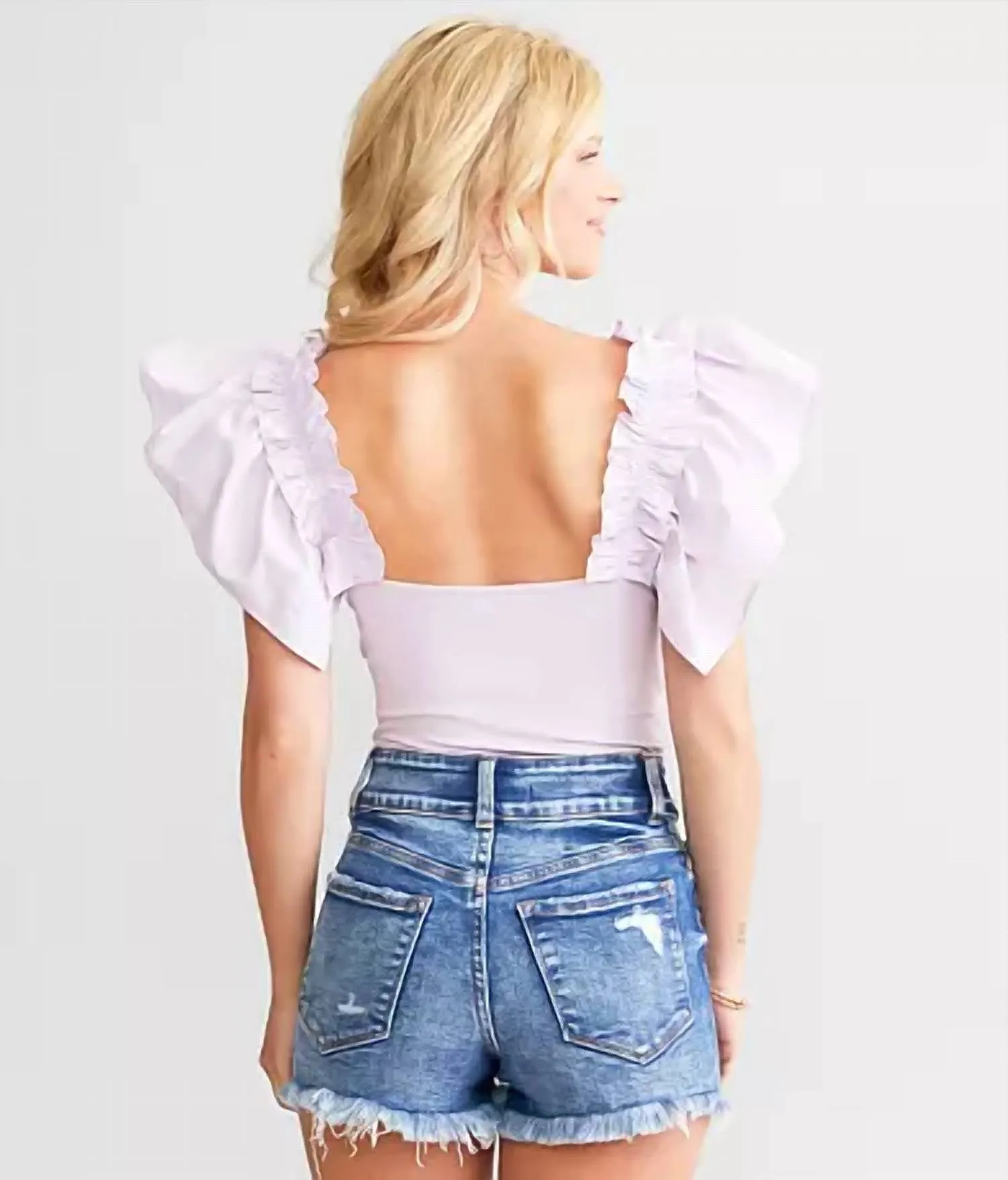 Angel Sleeve Bodysuit In Lavender