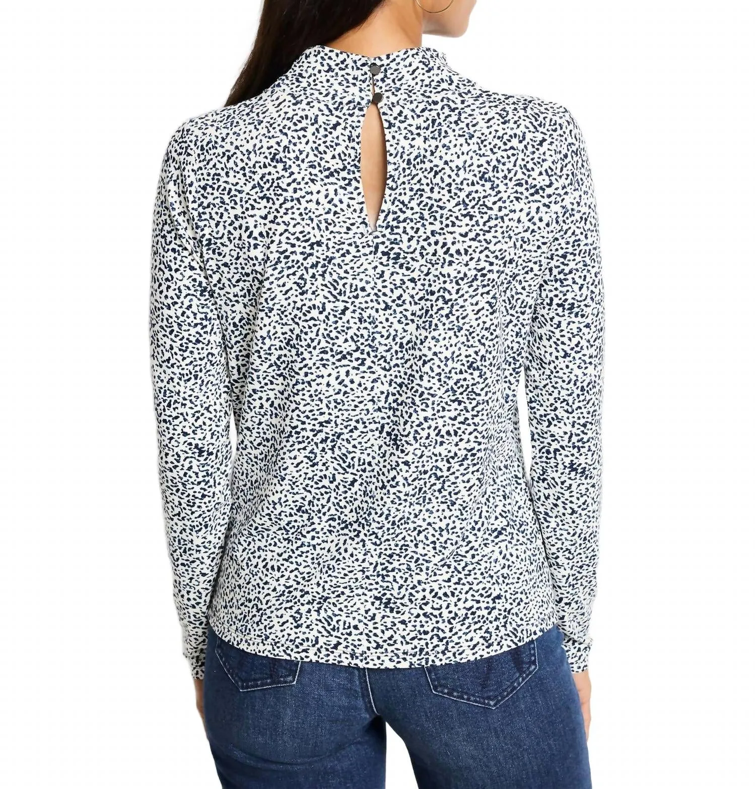 Animal Instinct Drape Neck Top In Indigo Multi