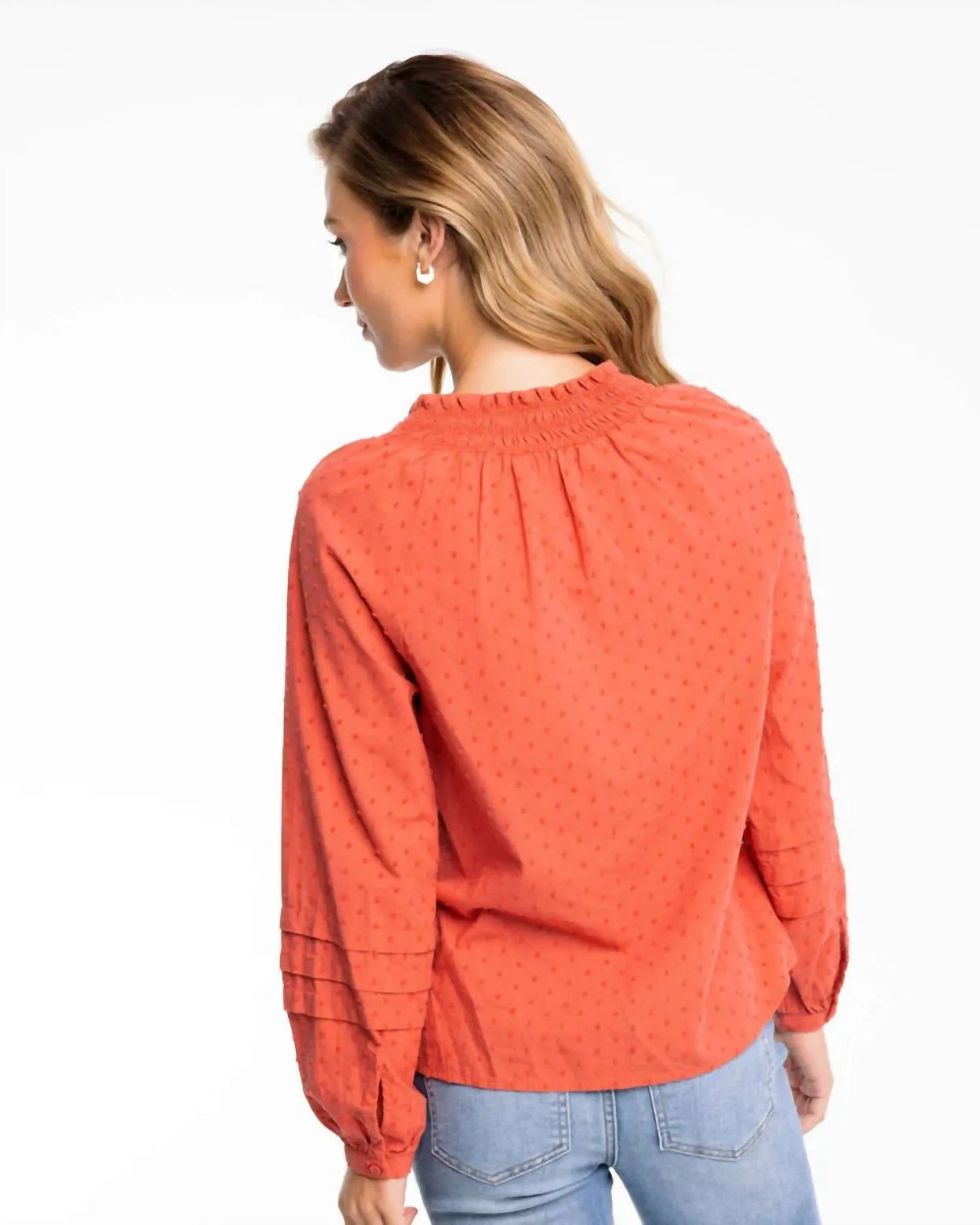 Aubree Clip Dot Top In Mineral Red