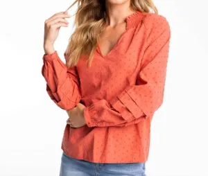 Aubree Clip Dot Top In Mineral Red