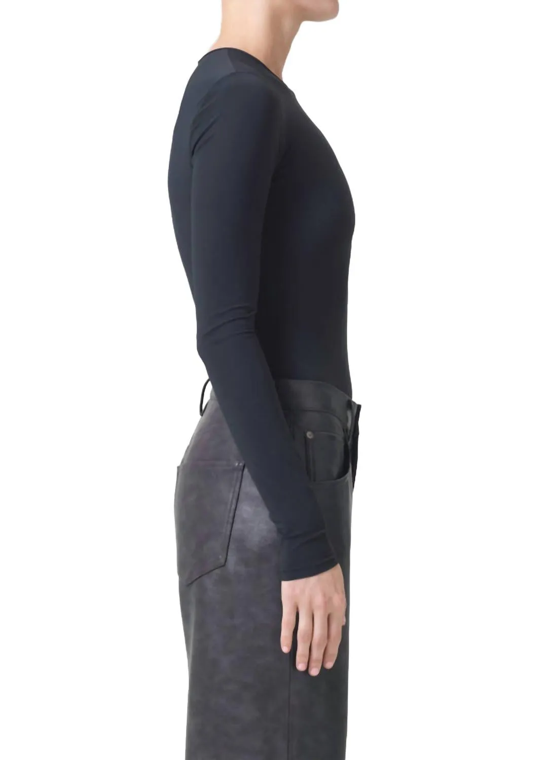 Aura Long Sleeve Bodysuit In Granite