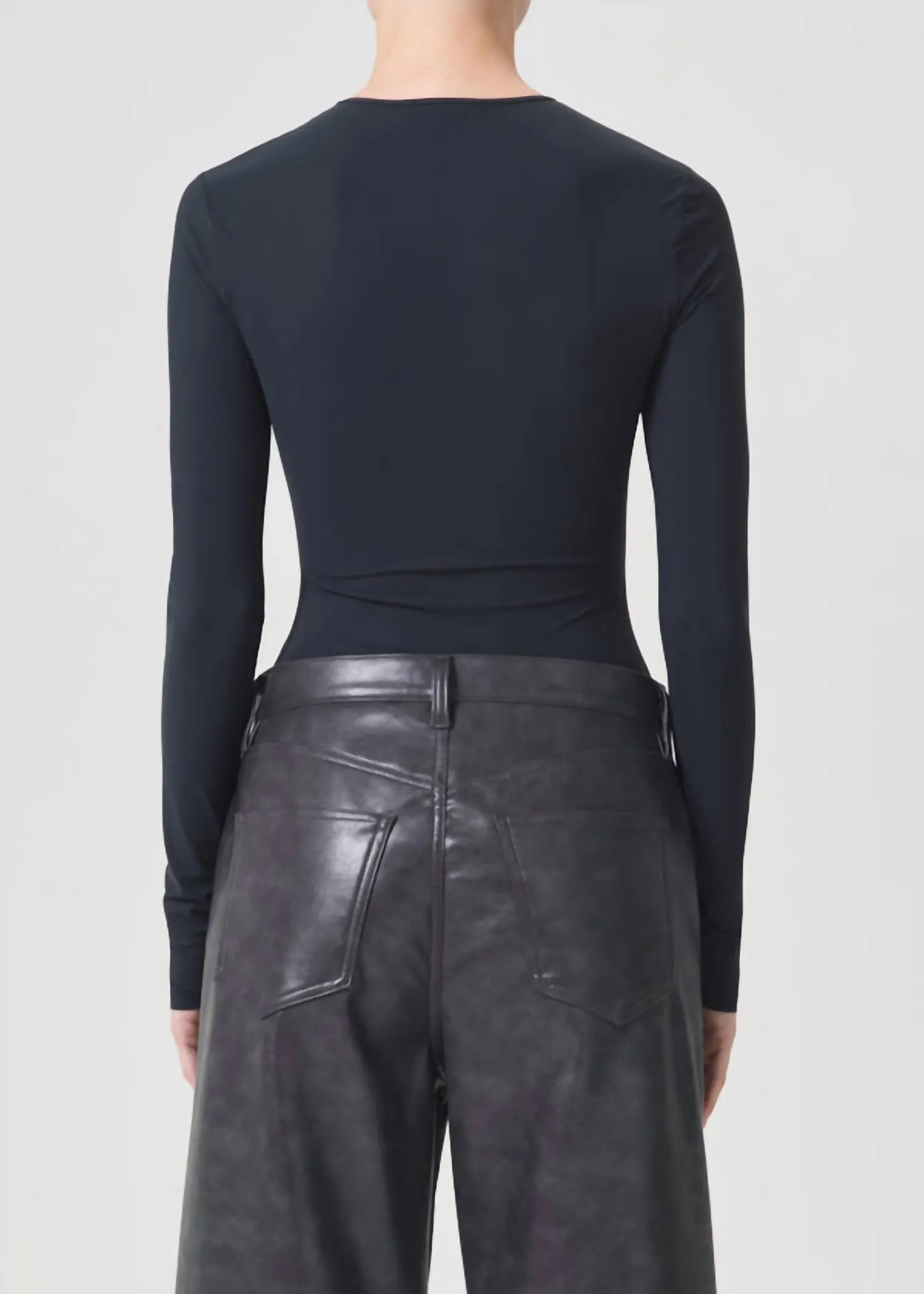 Aura Long Sleeve Bodysuit In Granite