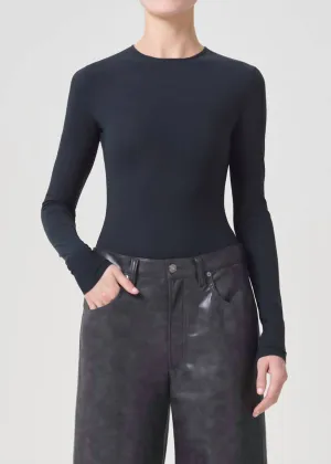 Aura Long Sleeve Bodysuit In Granite