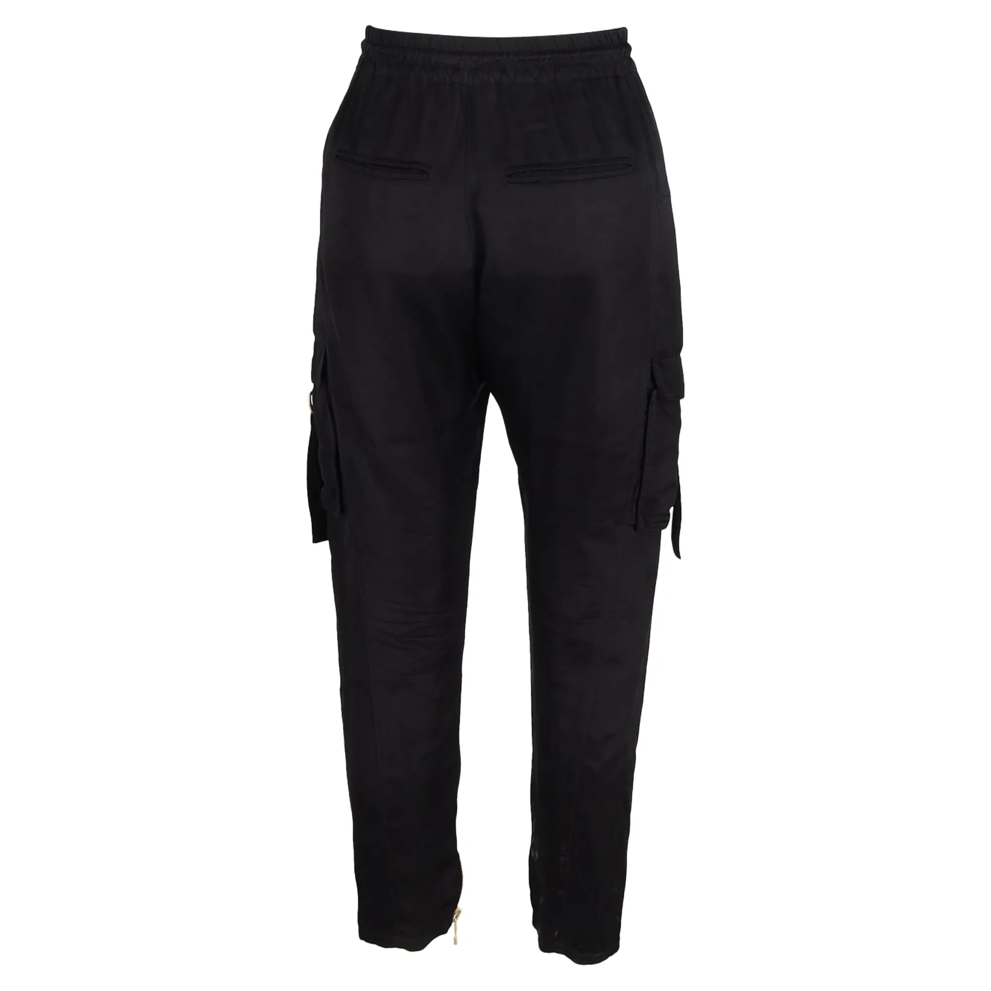 Balmain Drawstring Slim-Fit Cargo Pants in Black Cotton