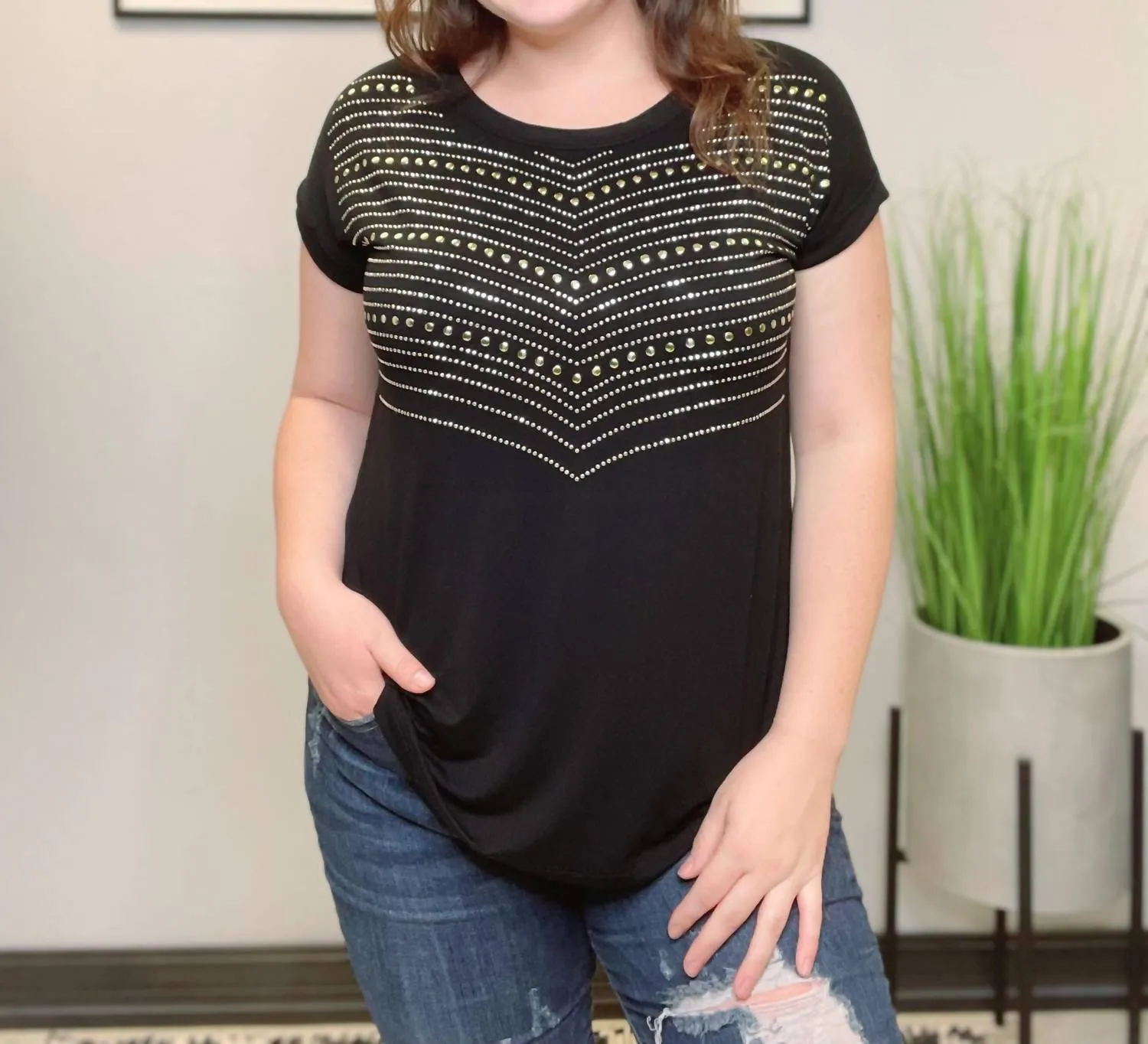 Bedazzled Top In Black