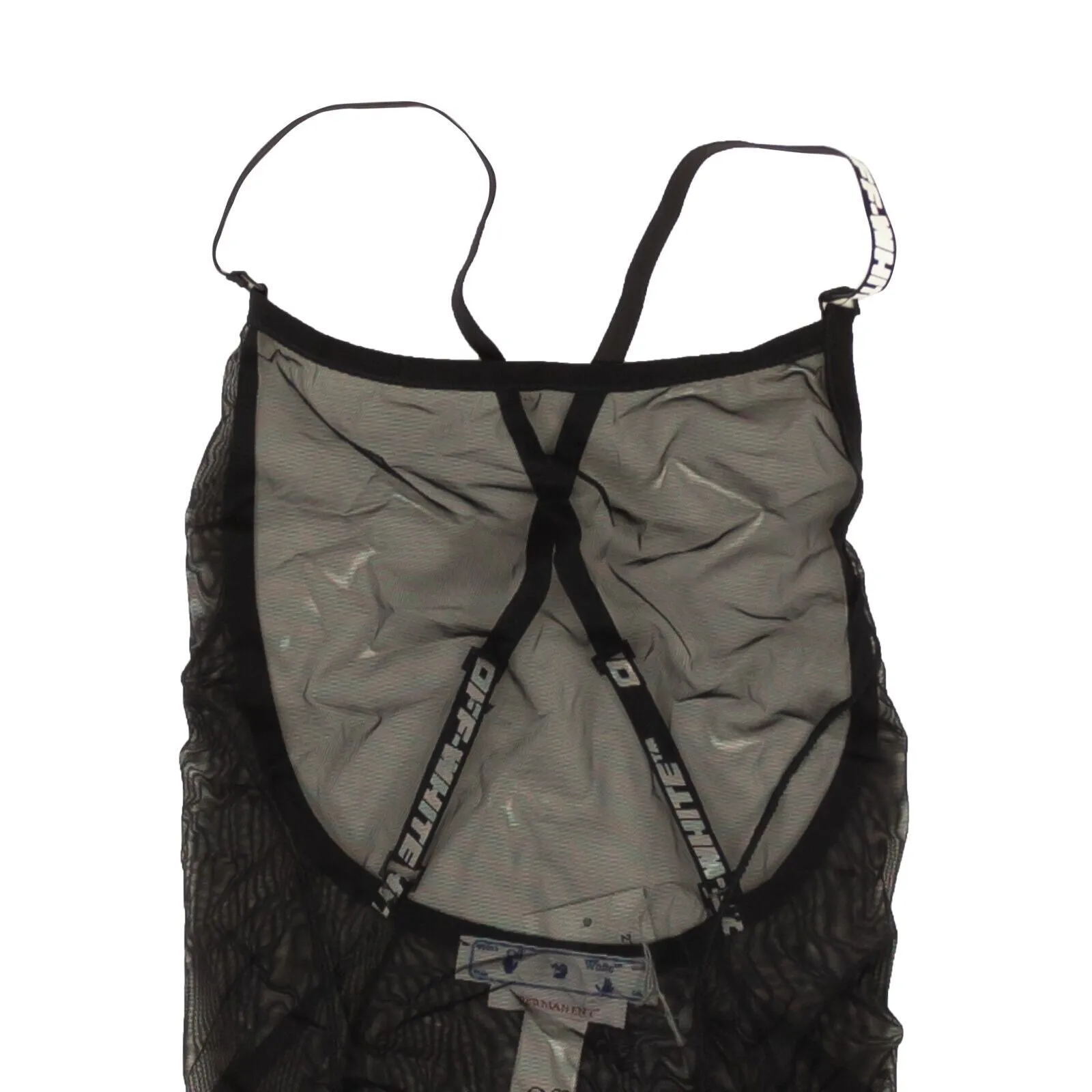 Black Logo Strap Mesh Bodysuit