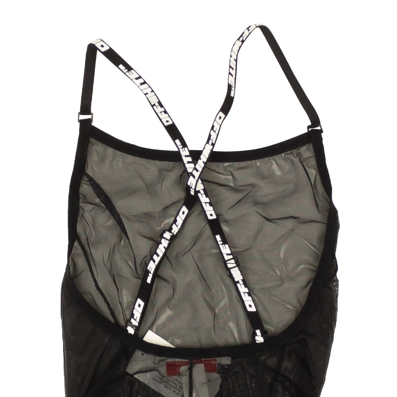 Black Logo Strap Mesh Bodysuit