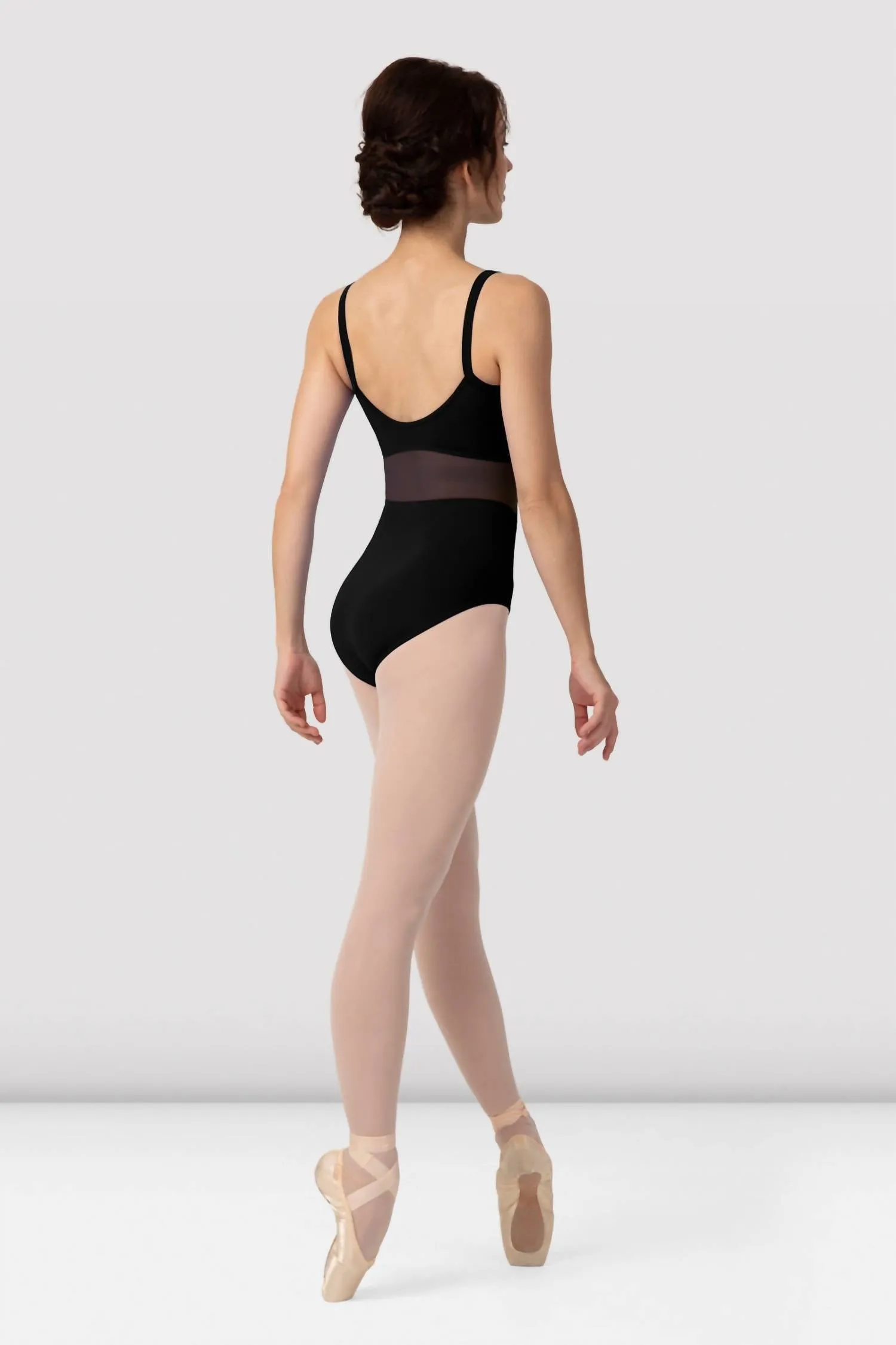 Boutique Mesh Panel Camisole Leotard In Black