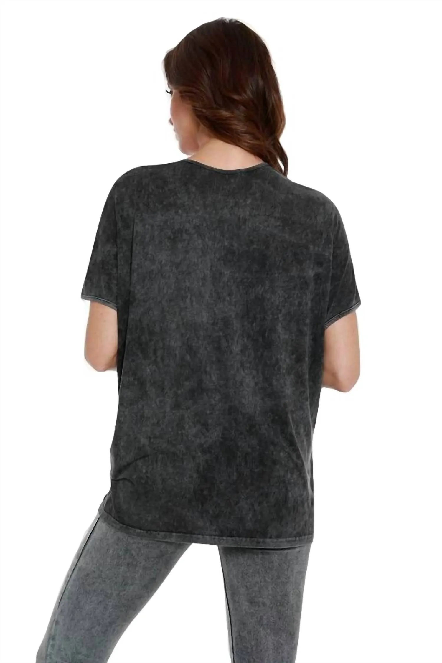 Braided Short Sleeve Tunic In Charcoal