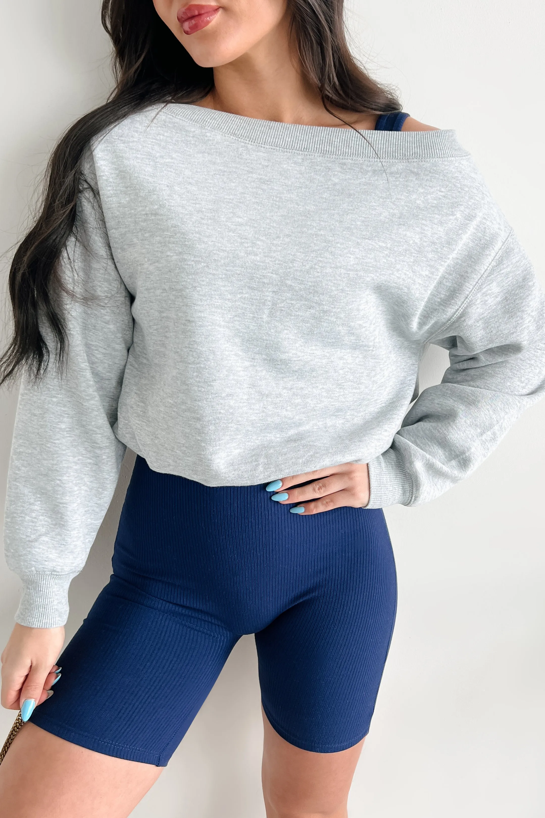 Breezy Bubble One Shoulder Sweatshirt (Grey Heather)