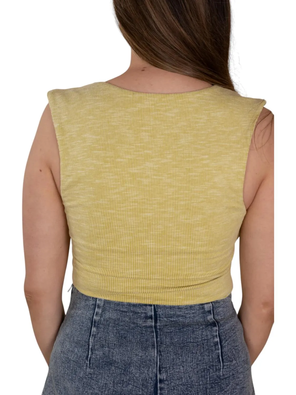 Bria Ribbed Bodysuit In Pale Lime Green