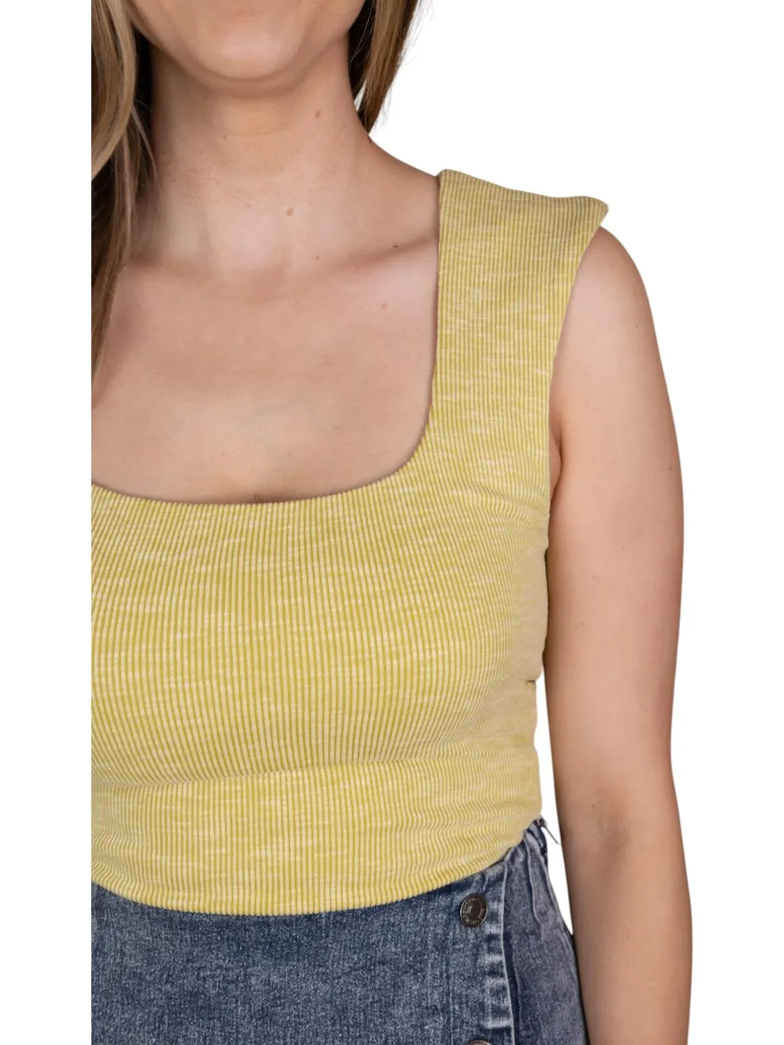 Bria Ribbed Bodysuit In Pale Lime Green