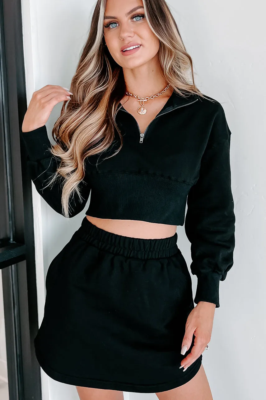 Building Confidence Cropped Half-Zip Pullover (Black)