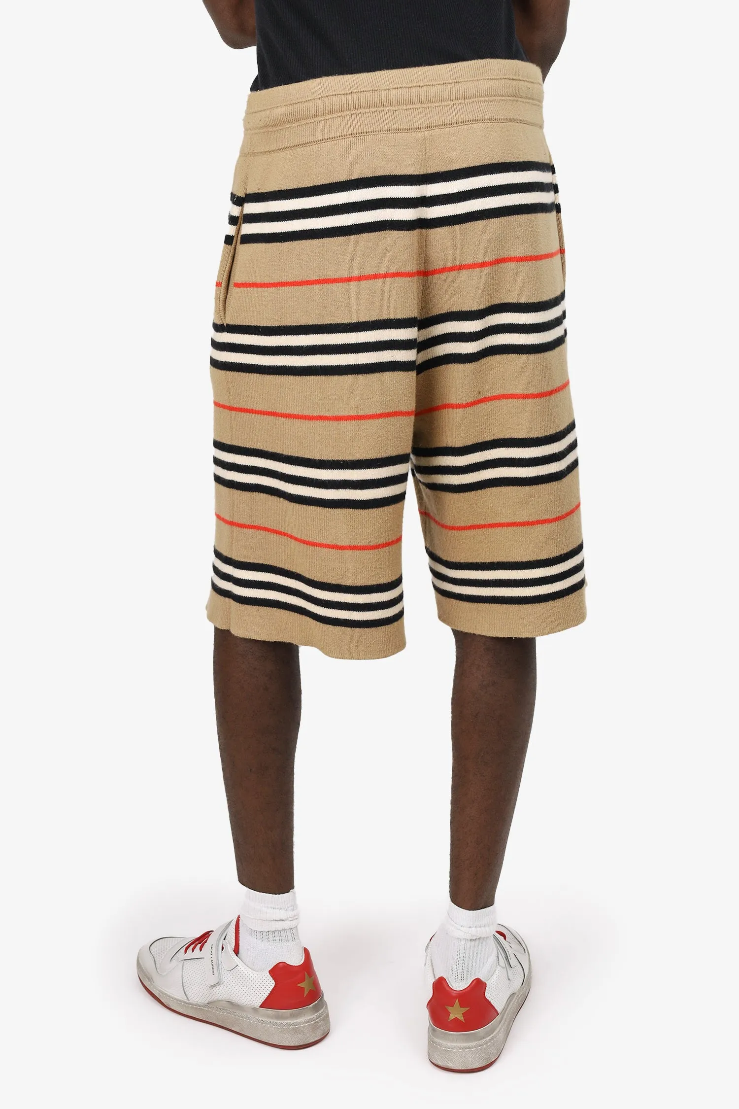 Burberry Brown Nova Stripe Merino Wool Shorts Size XS Mens