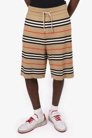 Burberry Brown Nova Stripe Merino Wool Shorts Size XS Mens