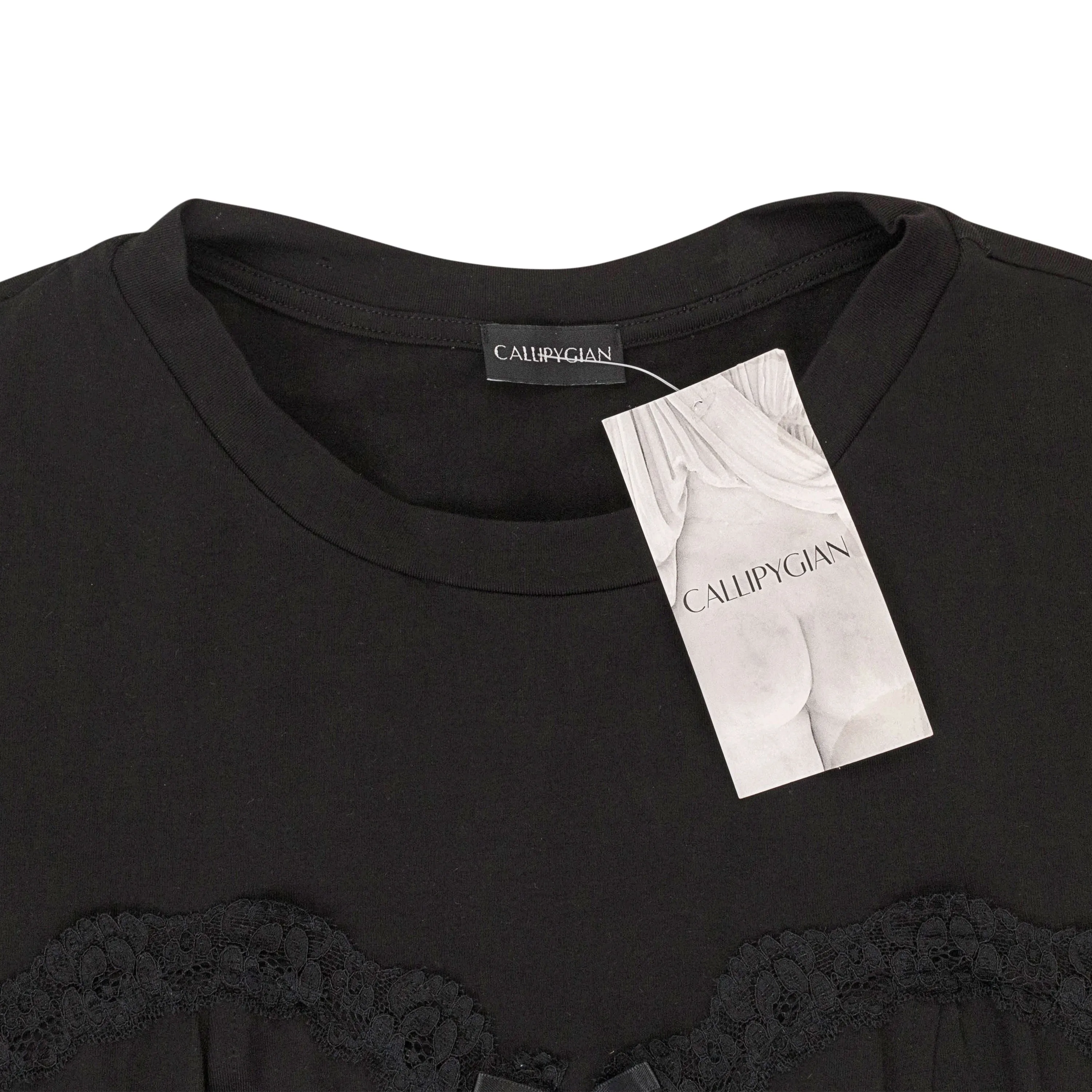 CALLIPYGIAN LACE TRIM BUSTIER BLACK T-SHIRT