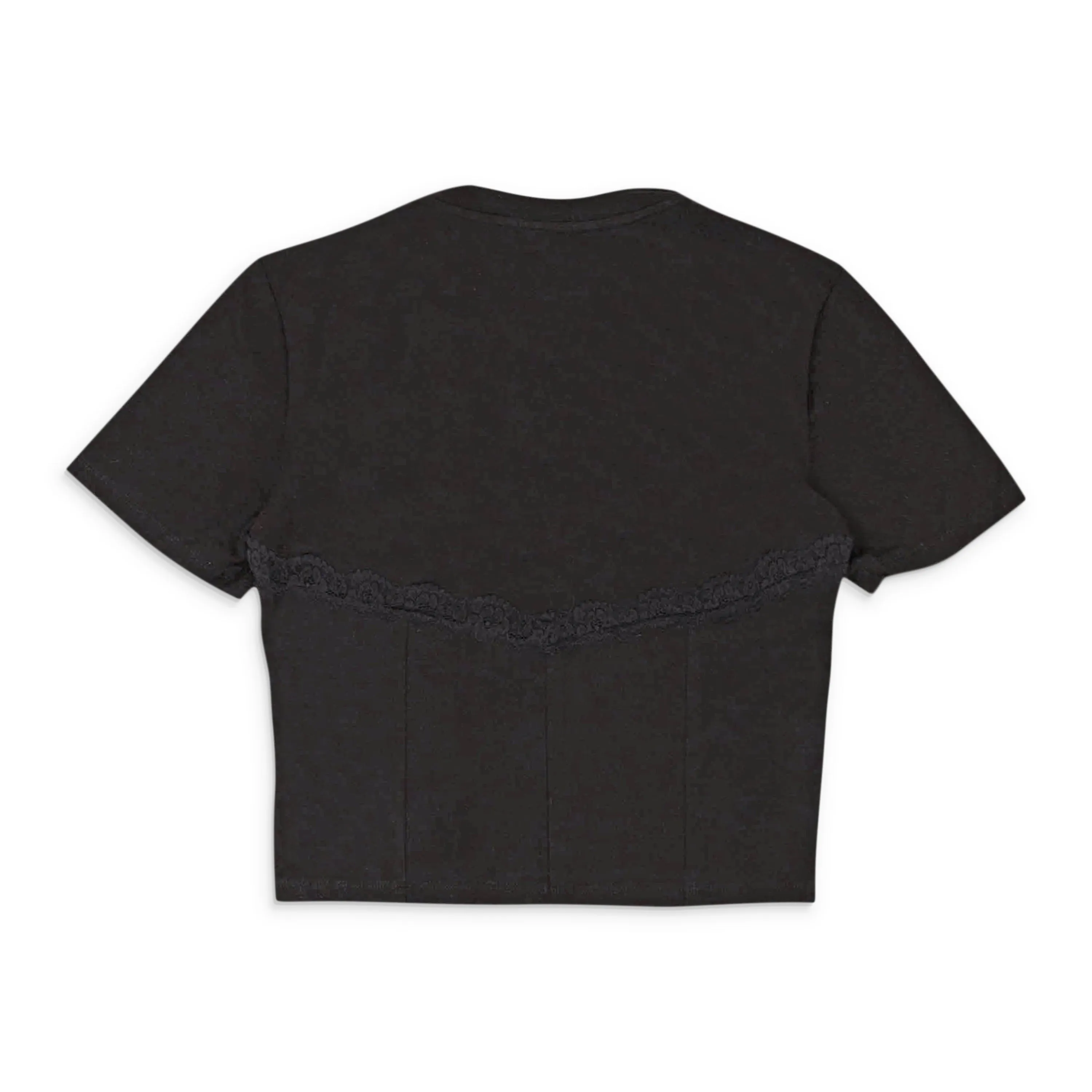 CALLIPYGIAN LACE TRIM BUSTIER BLACK T-SHIRT