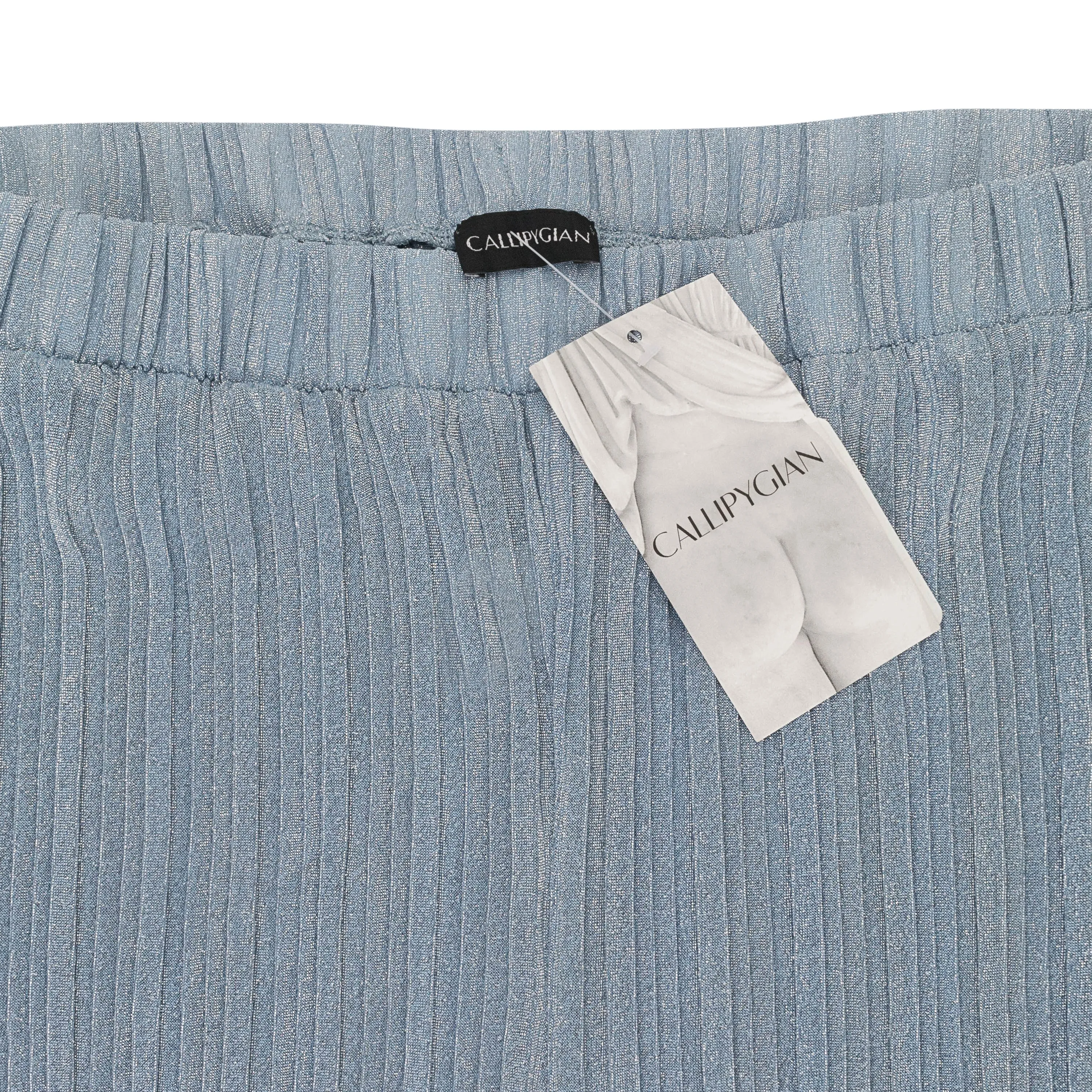 CALLIPYGIAN LUREX CRINKLE PALE BLUE WOMEN'S STRAIGHT PANTS