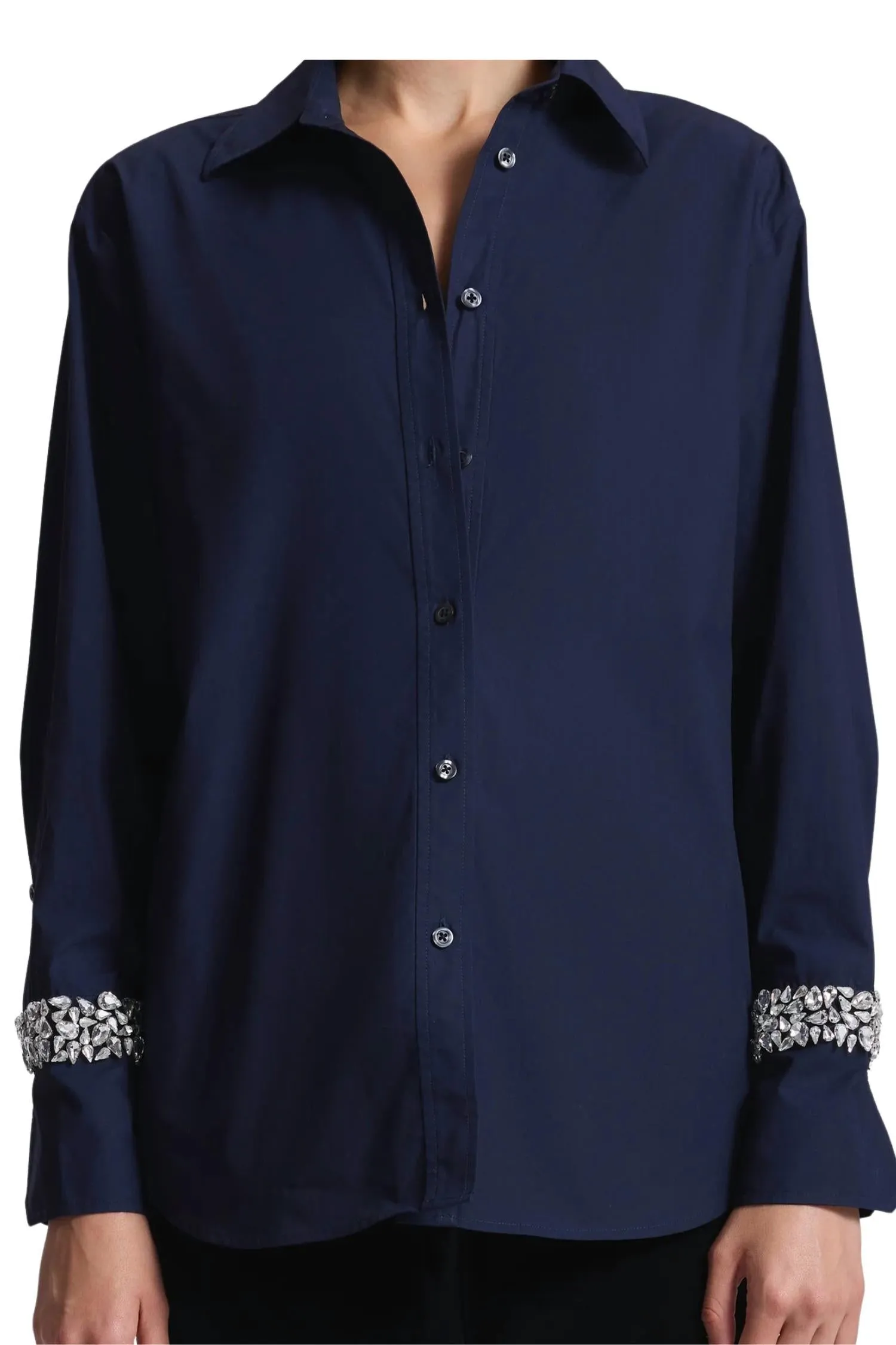 Calvin Embellished Sleeve Shirt In Maritime Navy
