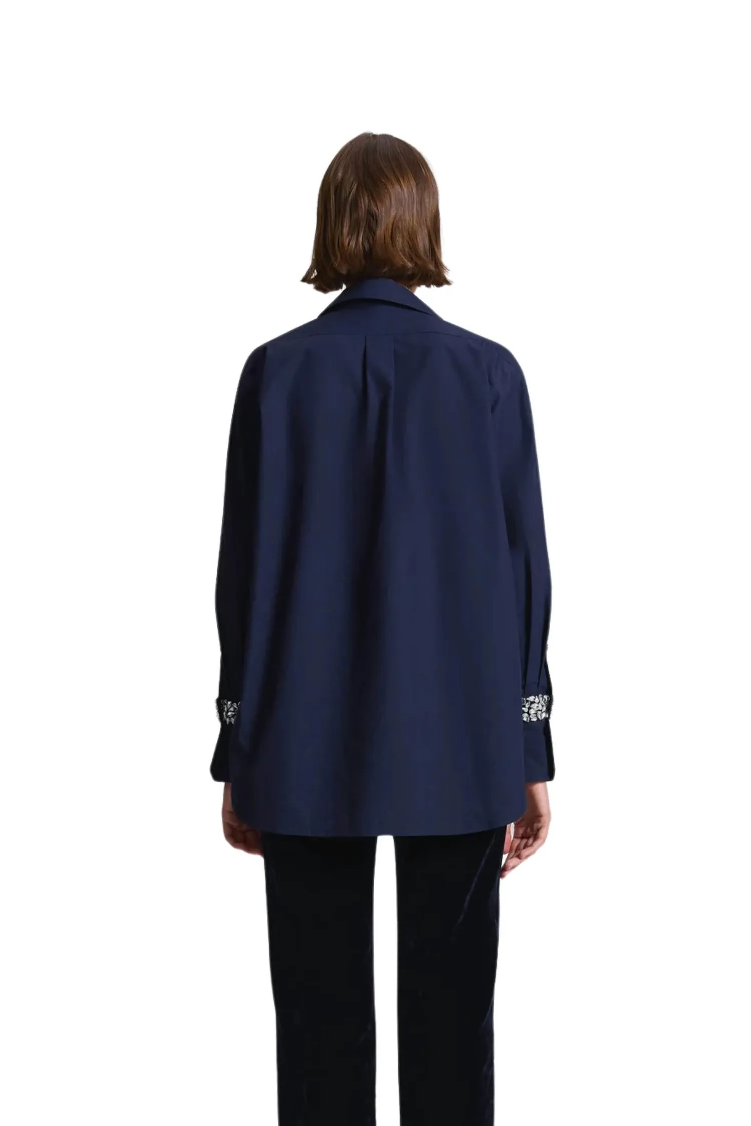 Calvin Embellished Sleeve Shirt In Maritime Navy