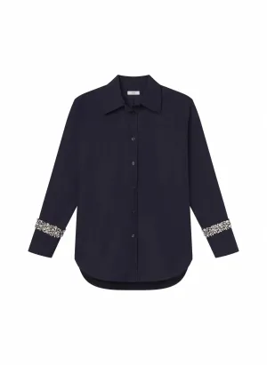Calvin Embellished Sleeve Shirt In Maritime Navy