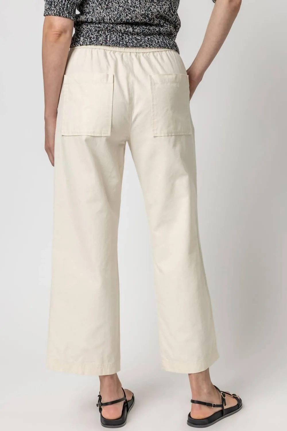 Canvas Drawstring Pant In Ecru