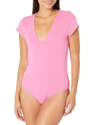 Cap Sleeve V Bodysuit In Rose Bud