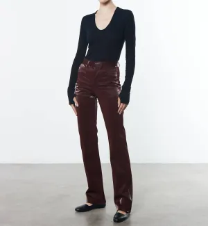 Cashmere U Neck Long Sleeves Bodysuit In Black