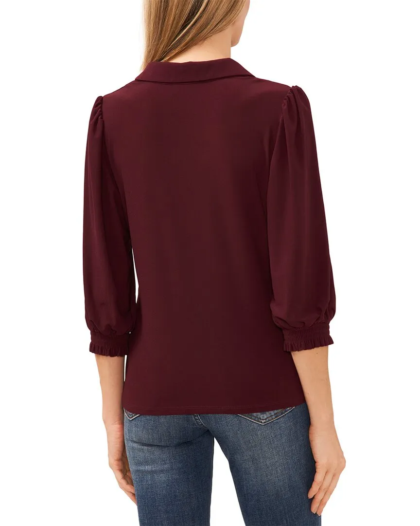 CeCe Split Neck 3/4 Sleeve Knit Top