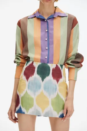 Chic Shirt In Brown Multi Striped Motif