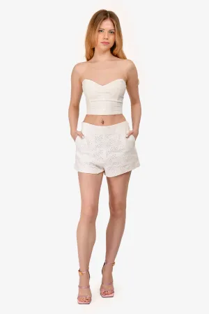Chloe White Eyelet Shorts Size 38