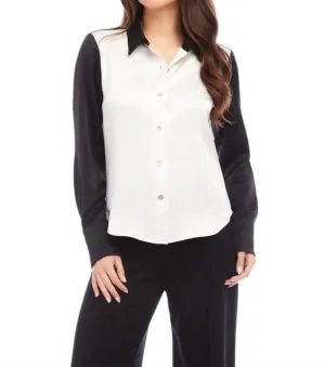 Colorblock Shirt In Cream/black