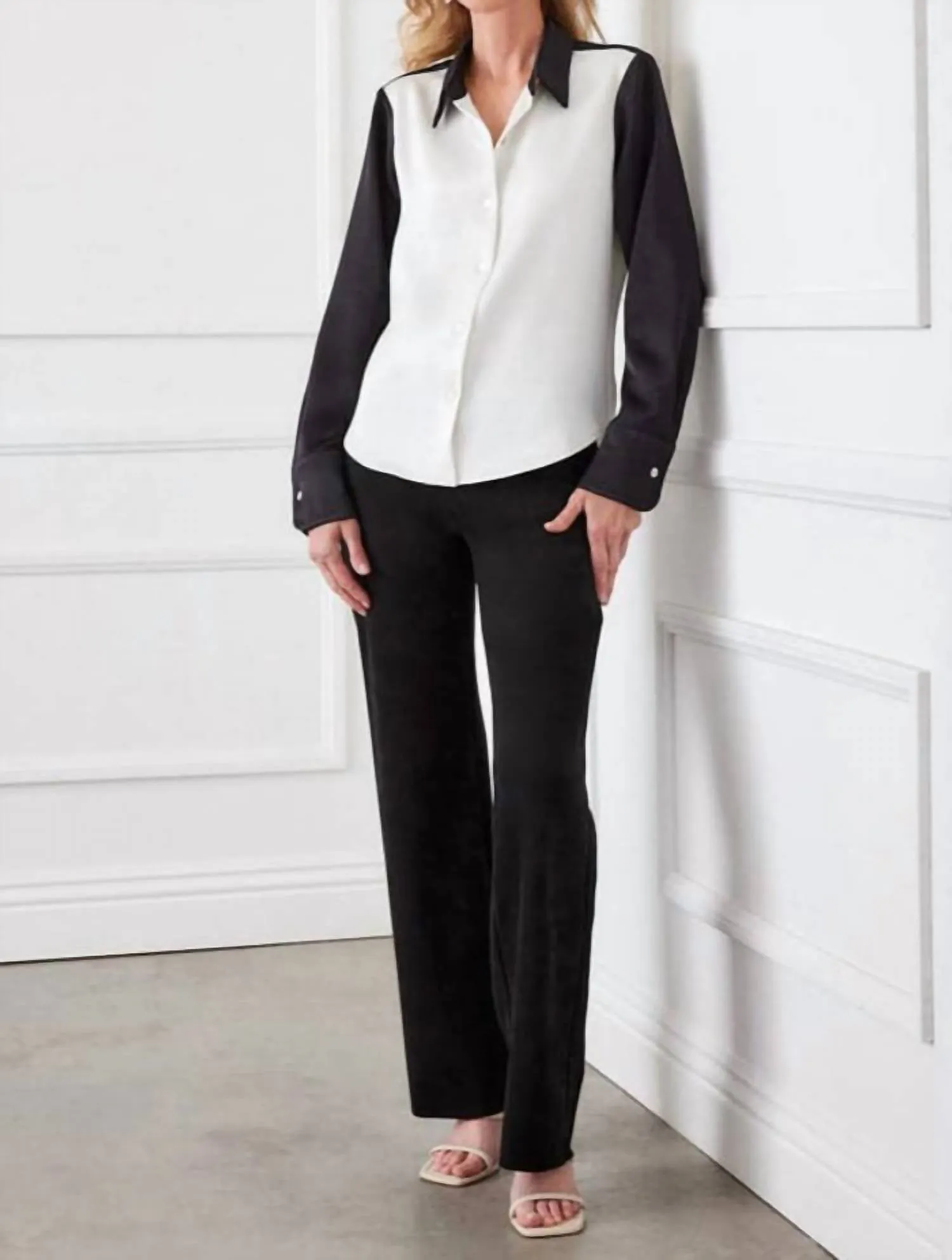 Colorblock Shirt In Cream/black