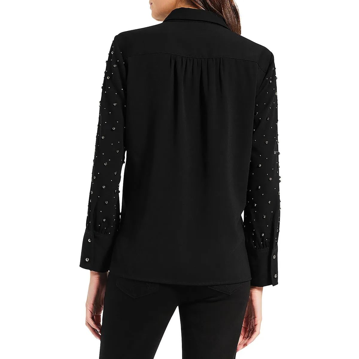Constellation Womens Embellished Collar Button-Down Top