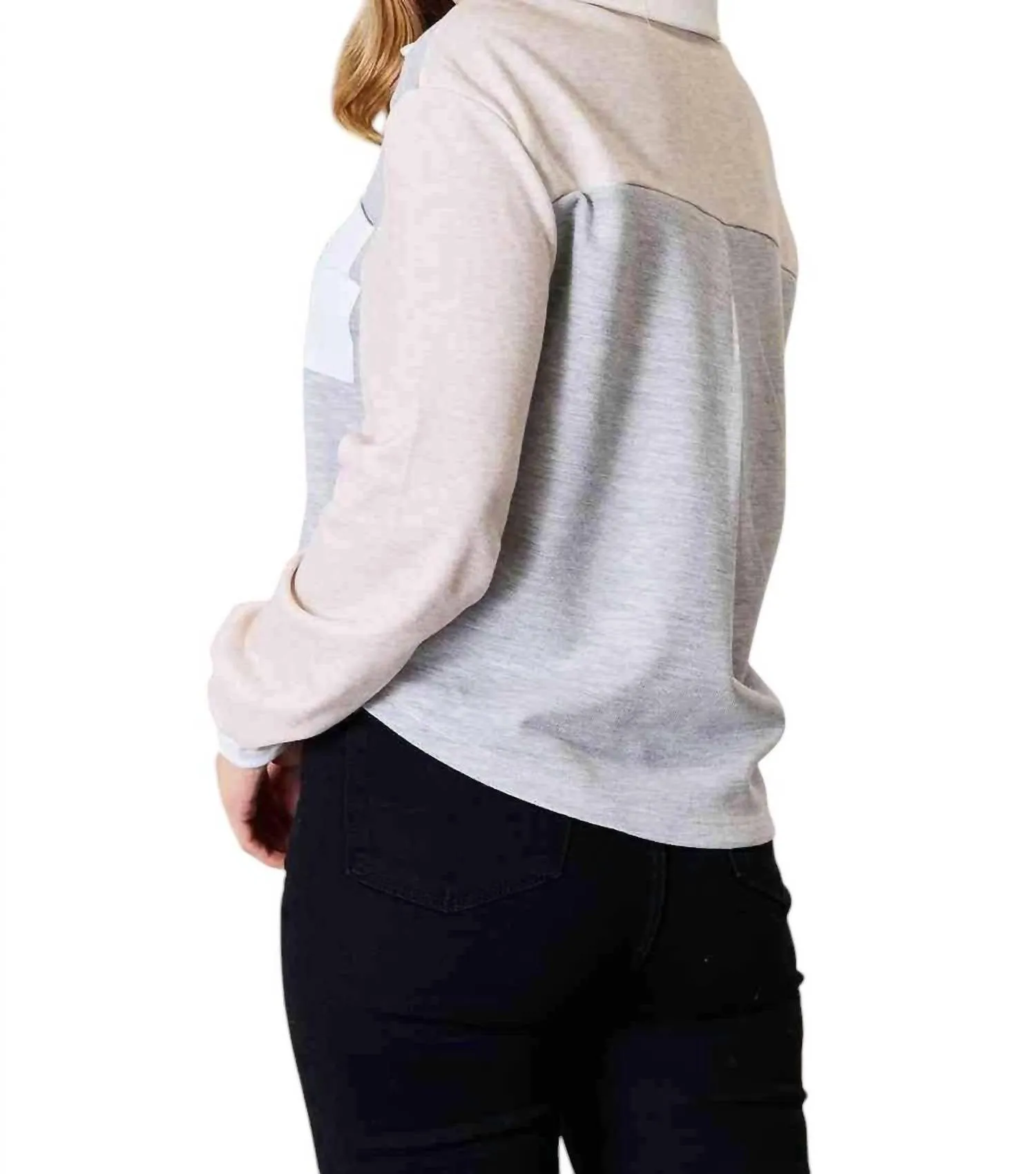 Contemporary Chic Color Block Top In Light Gray