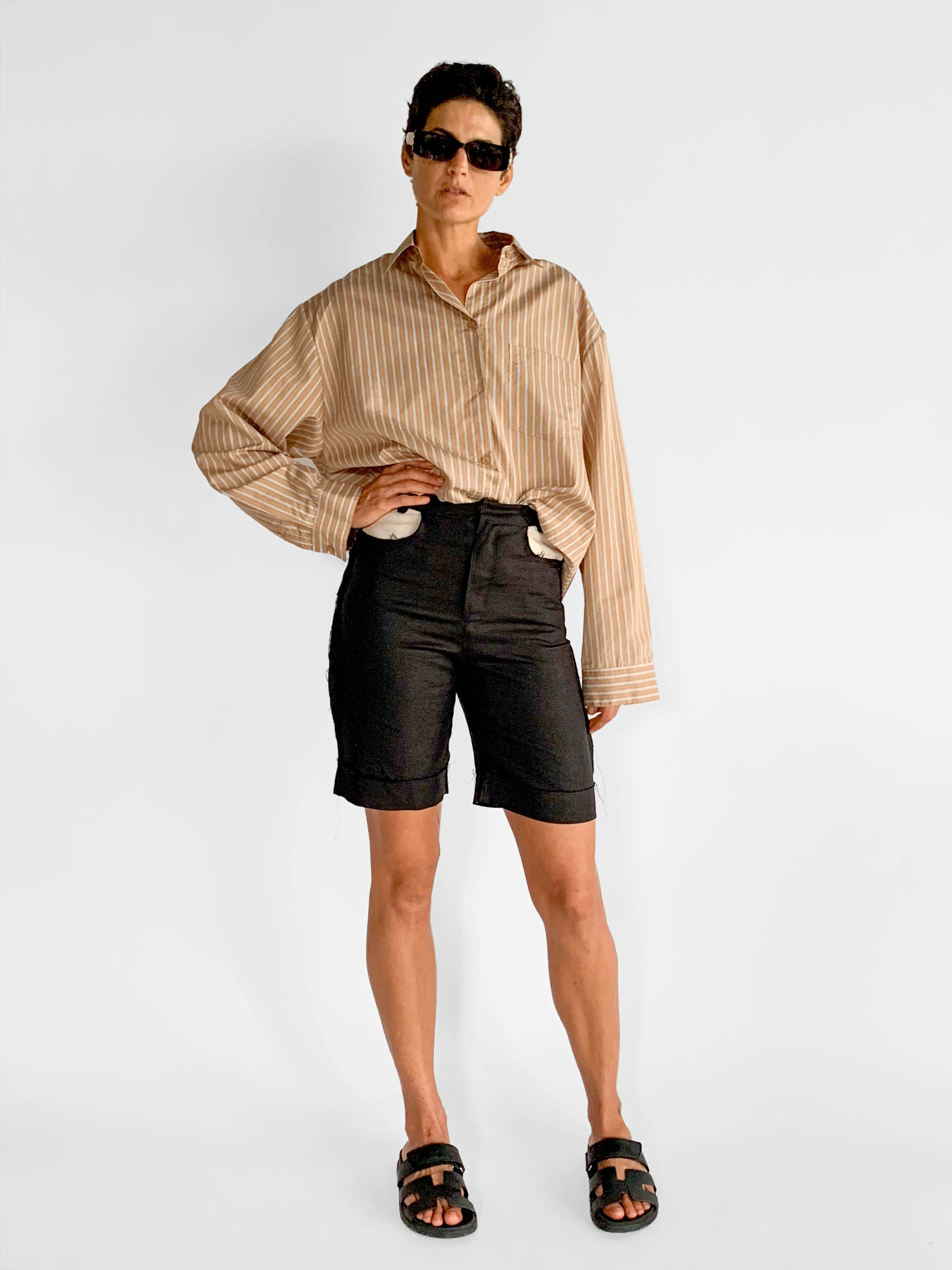 Contrast Pocket Linen Shorts