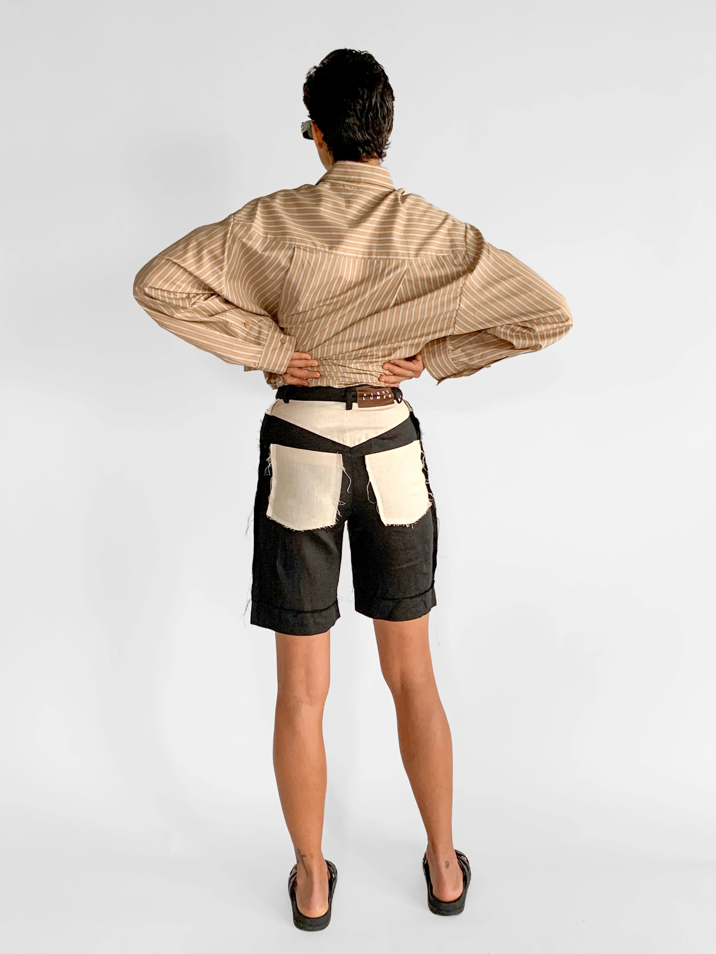 Contrast Pocket Linen Shorts