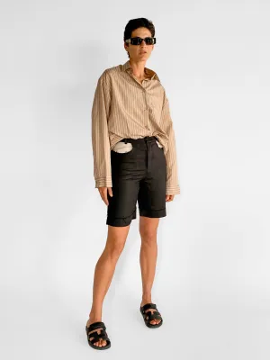 Contrast Pocket Linen Shorts