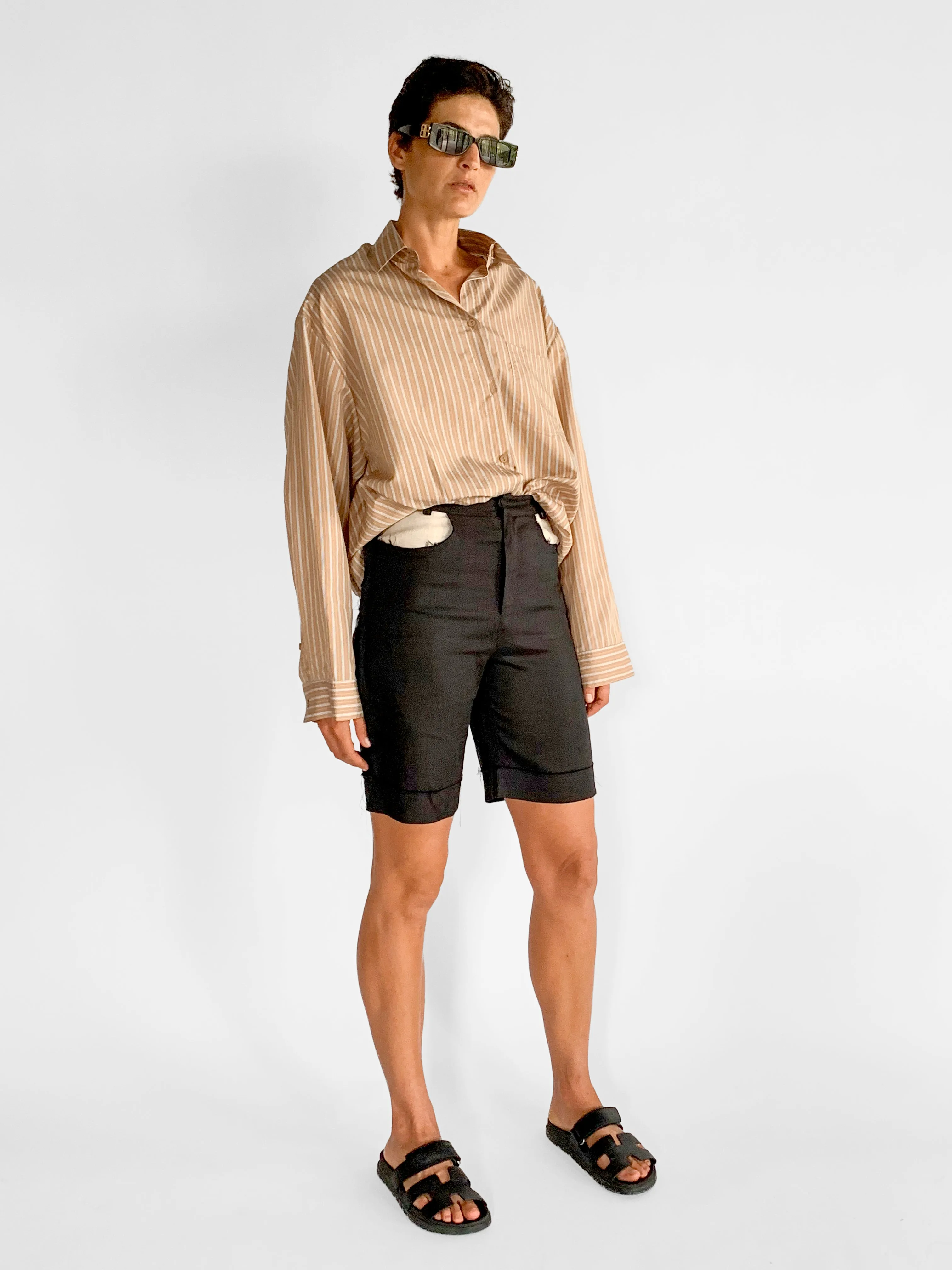 Contrast Pocket Linen Shorts